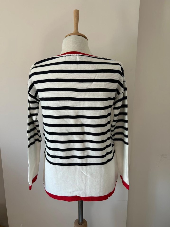 Çizgili Pamuklu Uzun Kollu Kadın Kazak - Görsel 4