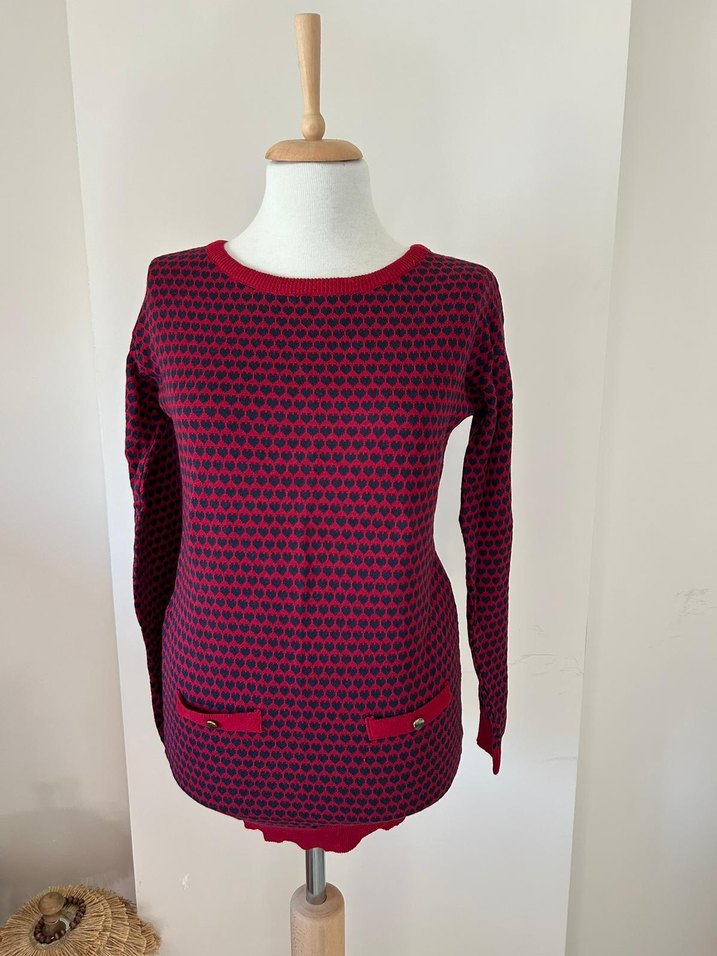 Bordo Uzun Kollu Triko Kadın Kazak - Görsel 5