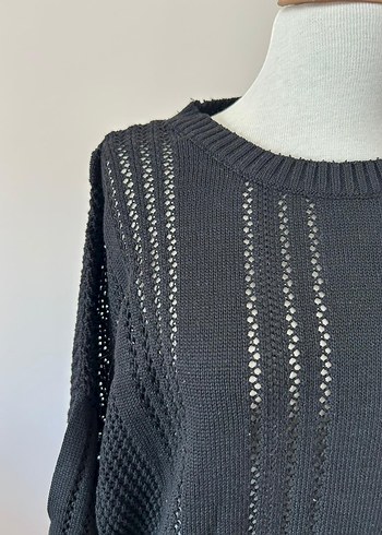 Siyah Örgü Uzun Kollu Kadın Kazak - Görsel 3