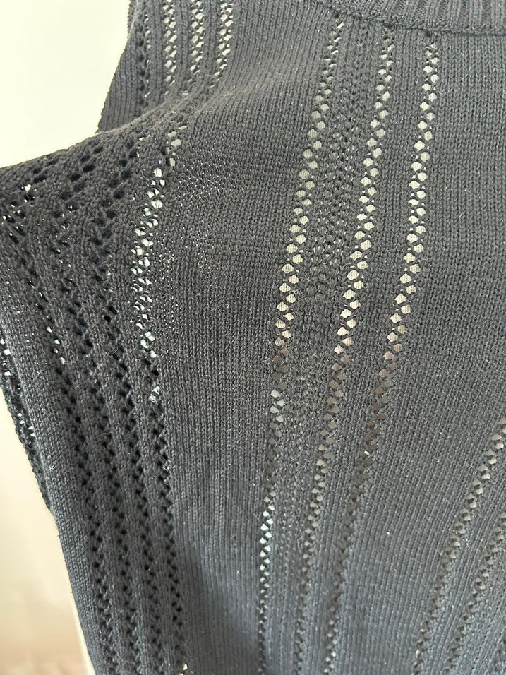 Siyah Örgü Uzun Kollu Kadın Kazak - Görsel 4