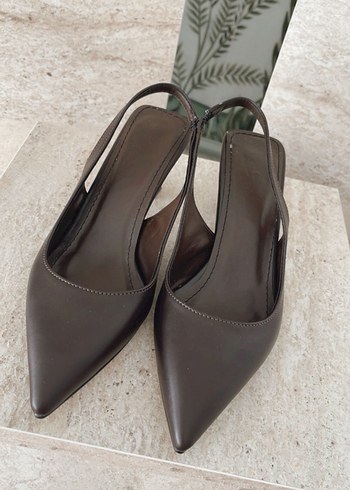 Kahverengi Deri Stiletto Topuklu Kadın Ayakkabı - Görsel 5
