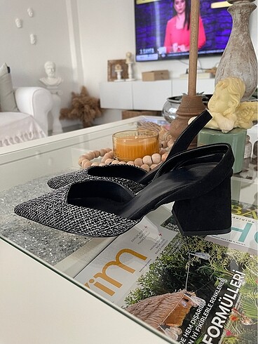 Diğer Siyah Beyaz 5 cm Topuklu Ayakkabı