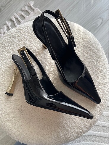 Ysl Mosel Siyah Rugan Stiletto
