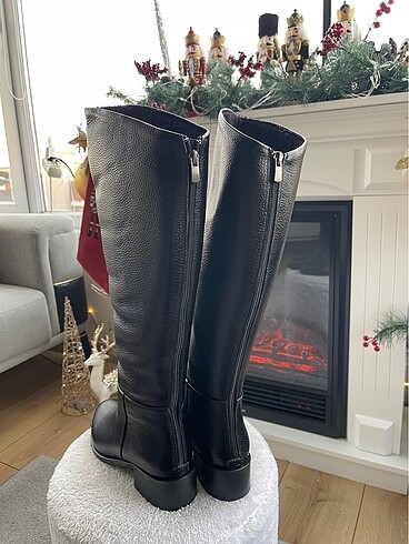 Siyah Gerçek Deri Arkası Fermuarlı Binici Çizme - Görsel 2