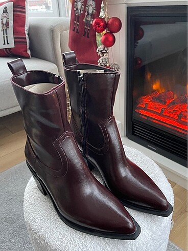 Bordo Deri Kovboy Bot