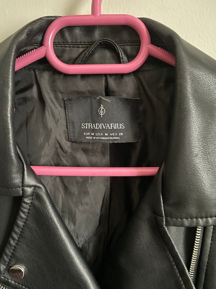 Kadın Siyah Deri Biker Ceket - Görsel 4