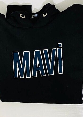 s Beden Mavi Kapüşonlu 3 İplik Şardonlu Sweatshirt
