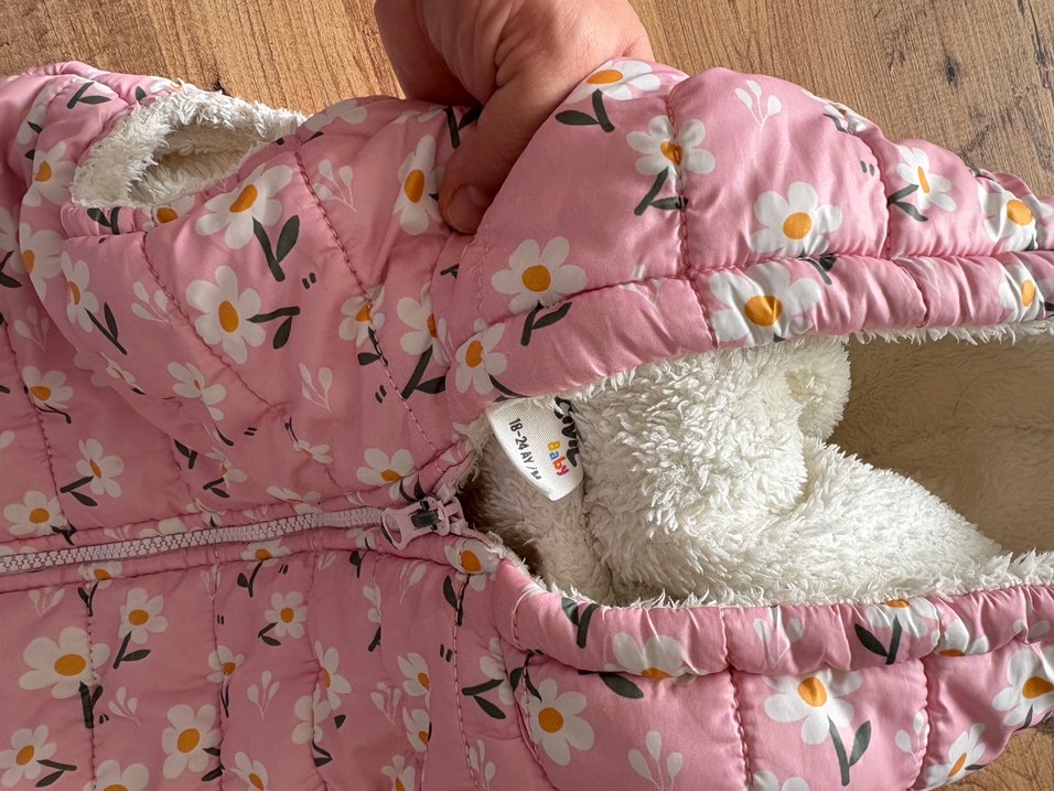 Kız Bebek Çiçek Desenli Kapüşonlu Yelek - Görsel 2