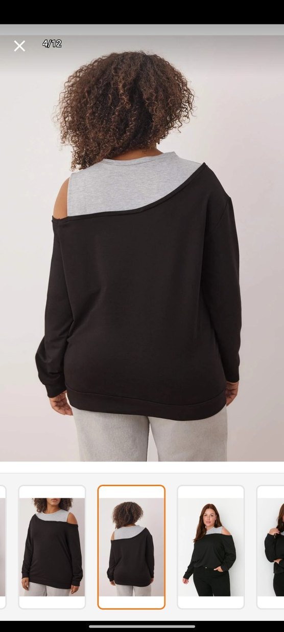 Gri Jean Kadın Bluz, Uzun Kollu, Salaş Kesim - Görsel 5