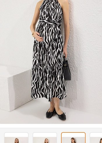 Zebra Desenli Uzun Bohem Elbise - Görsel 3