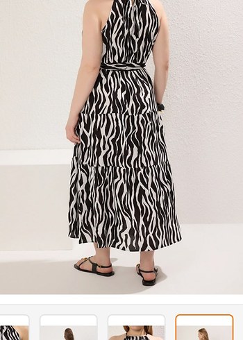 Zebra Desenli Uzun Bohem Elbise - Görsel 8