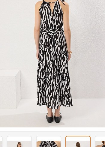 Zebra Desenli Uzun Bohem Elbise - Görsel 6