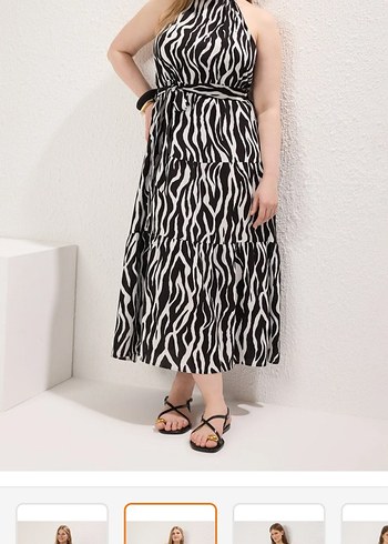 Zebra Desenli Uzun Bohem Elbise - Görsel 2
