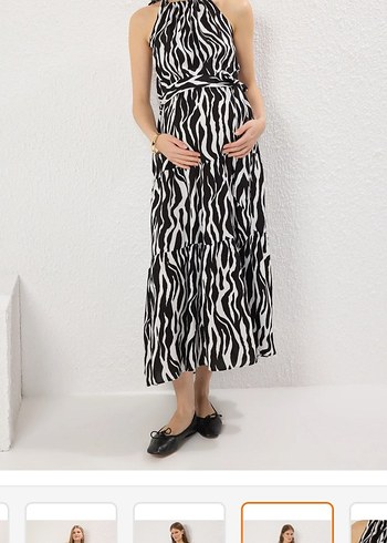 Zebra Desenli Uzun Bohem Elbise - Görsel 4