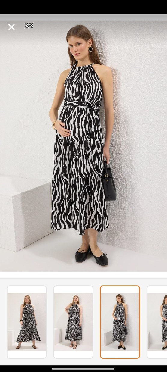 Zebra Desenli Uzun Bohem Elbise - Görsel 3