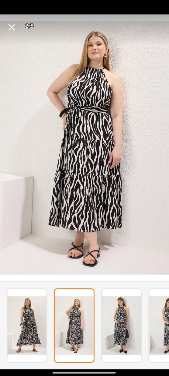 Zebra Desenli Uzun Bohem Elbise - Görsel 2