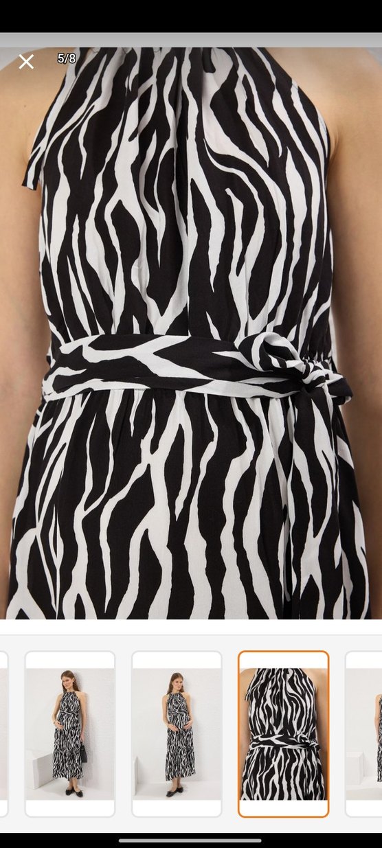 Zebra Desenli Uzun Bohem Elbise - Görsel 5