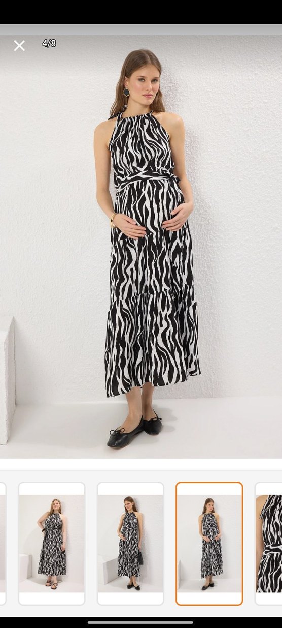 Zebra Desenli Uzun Bohem Elbise - Görsel 4