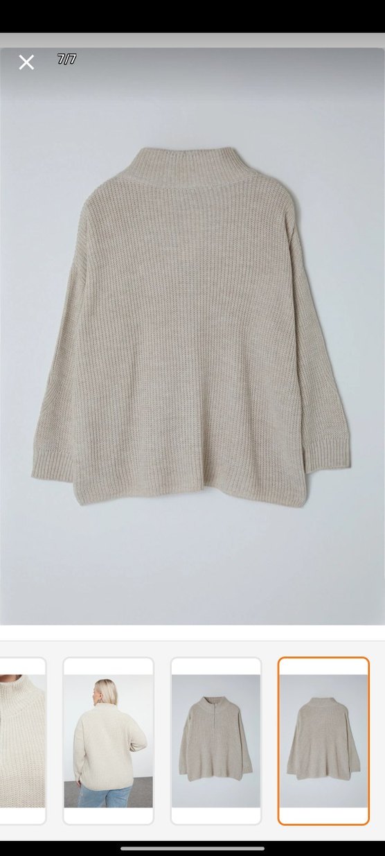 Bej Yarım Fermuarlı Örgü Kadın Kazak - Görsel 5