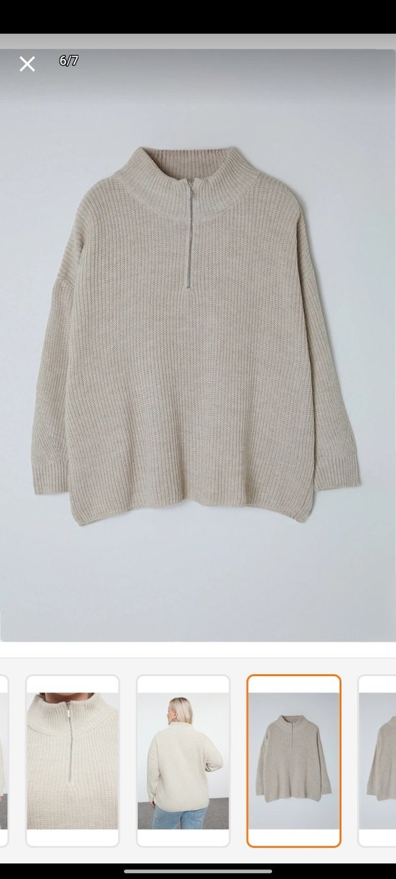 Bej Yarım Fermuarlı Örgü Kadın Kazak - Görsel 4