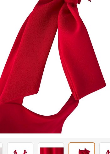 Klasik Kırmızı Uzun Askılı Elbise - Görsel 6