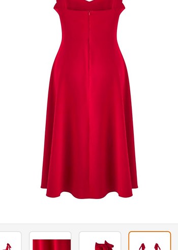 Klasik Kırmızı Uzun Askılı Elbise - Görsel 7