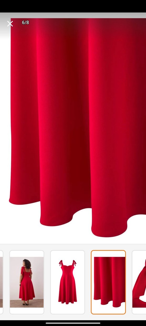 Klasik Kırmızı Uzun Askılı Elbise - Görsel 5