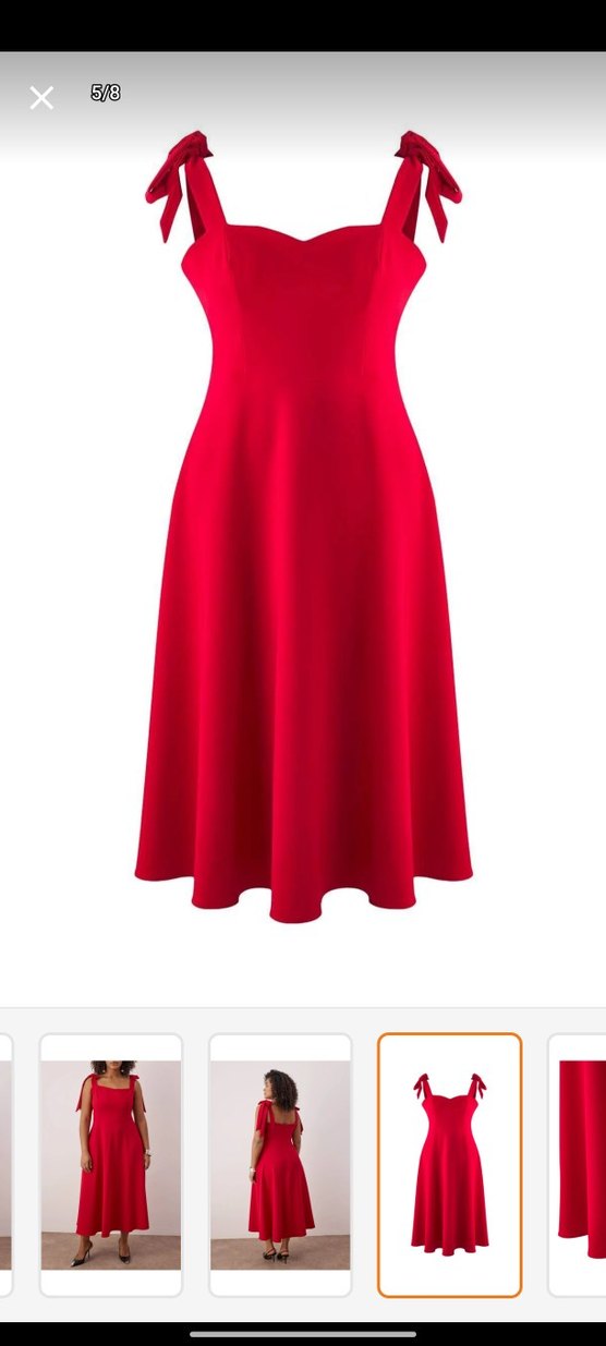 Klasik Kırmızı Uzun Askılı Elbise - Görsel 4
