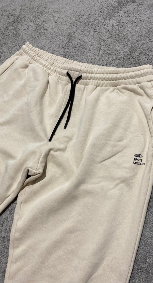 Beyaz erkek Rahat Kesim Eşofman Altı - Görsel 2