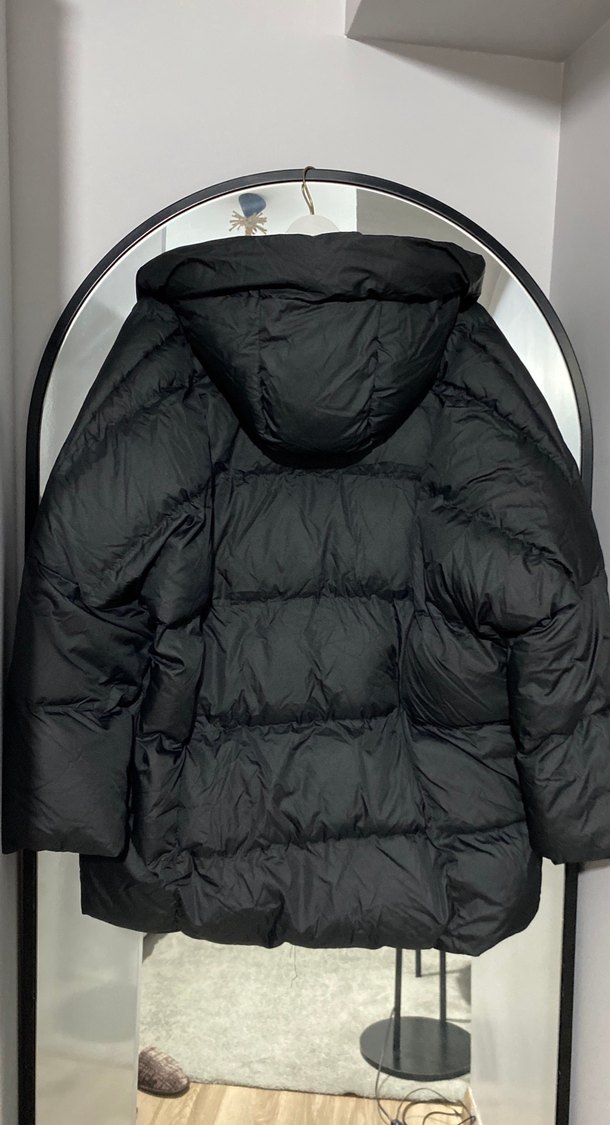 Siyah Midi Oversize Kadın Kışlık Mont - Görsel 3