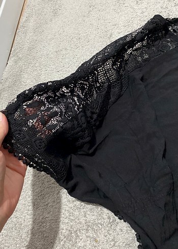 Dantel Detaylı Siyah Bohem Uzun Elbise - Görsel 3