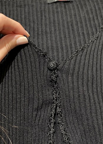 Siyah V Yaka Uzun Kollu Triko Hırka - Görsel 4