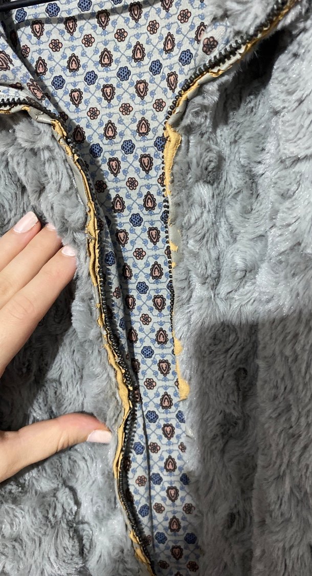 Gri Peluş Detaylı Midi Kadın Mont - Görsel 5