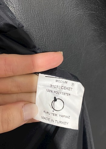 Düğmeli Siyah Deri Kadın Ceket - Görsel 6