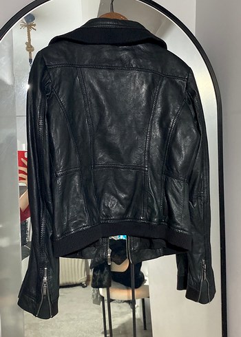 Siyah Deri Biker Ceket Kadın - Görsel 3