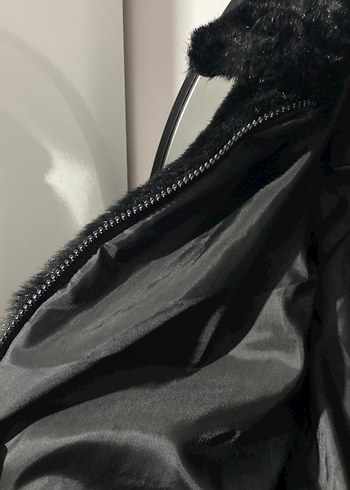 Siyah Kadın Midi Boy Kürk Ceket - Görsel 3