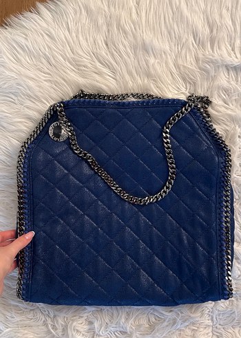 Stella Mccartney ikonik lacivert gunluk canta - Görsel 6