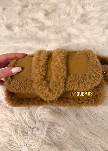 Bej Süet Kadın Çanta, Kürk Detaylı, Nakışlı - Görsel 2