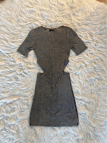 xs Beden gri Renk Yanlari detayli mini elbise / xs