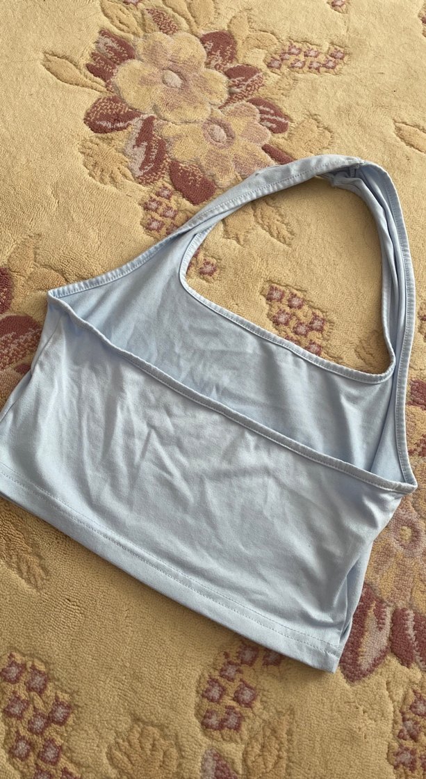 Mavi Straplez Kadın Atlet(s-m uyumlu)boyundan tek askı detaylı - Görsel 3