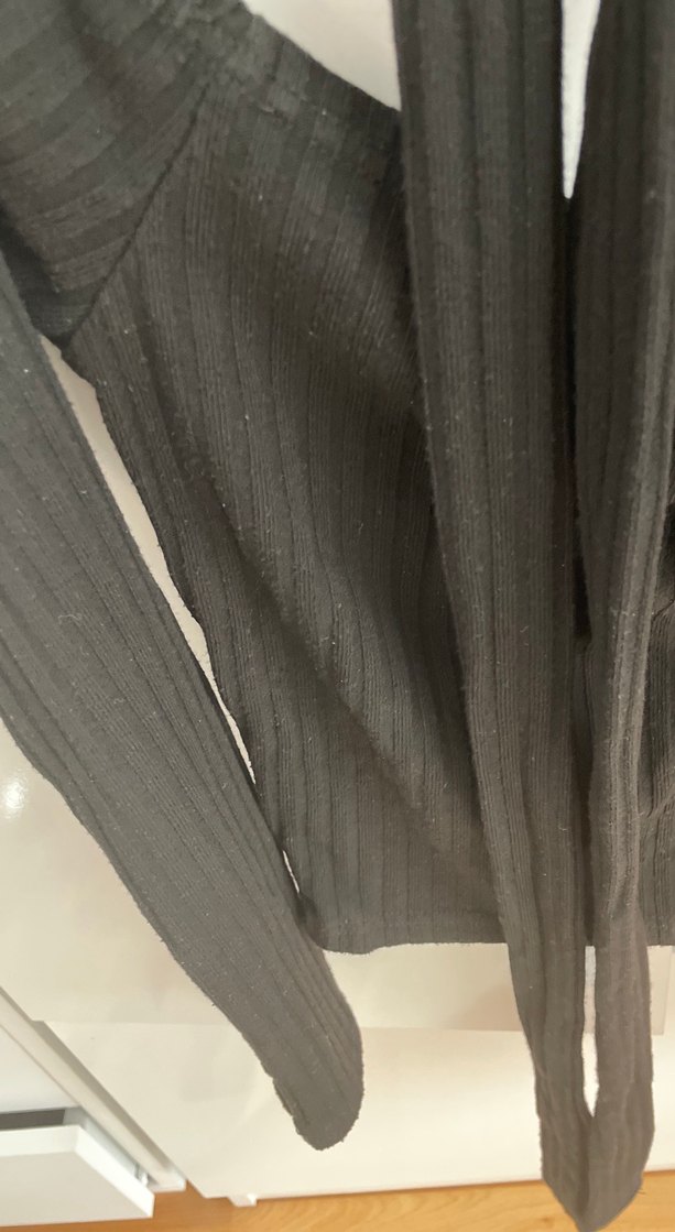 Siyah Uzun Kollu madonna Yakalı Kadın Bluz - Görsel 3