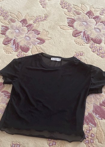 Siyah Kısa Kollu İnce Kesim Kadın Tişört - Görsel 2