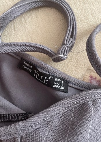 Düğmeli Gri Mini Straplez Bustiyer xs-s uyumlu(dar kalıp) - Görsel 2