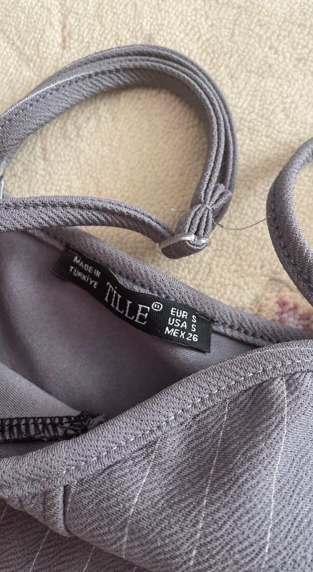 Düğmeli Gri Mini Straplez Bustiyer xs-s uyumlu(dar kalıp) - Görsel 2