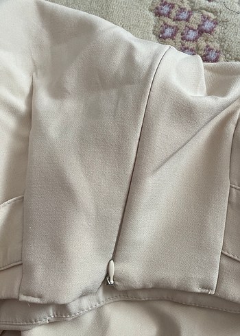 Bej Midi Kadın Kumaş Pantolon, Kemerli, Rahat Kesim - Görsel 4