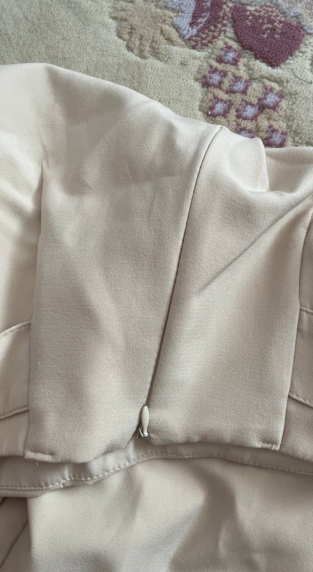 Bej Midi Kadın Kumaş Pantolon, Kemerli, Rahat Kesim - Görsel 4