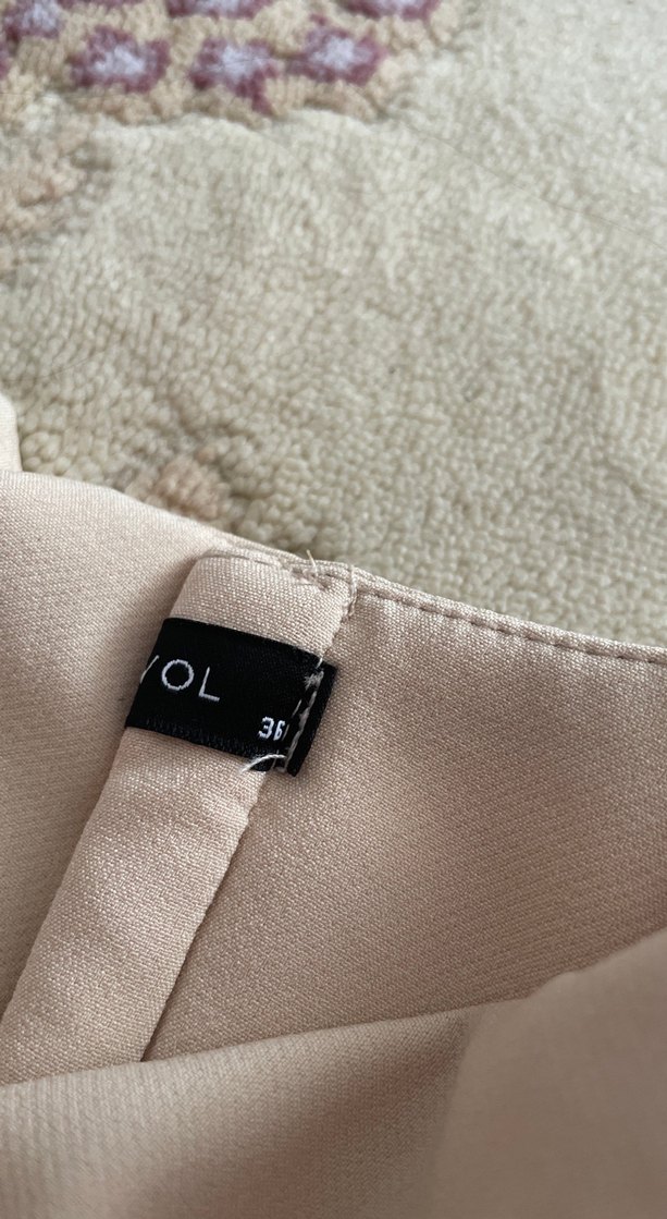 Bej Midi Kadın Kumaş Pantolon, Kemerli, Rahat Kesim - Görsel 3