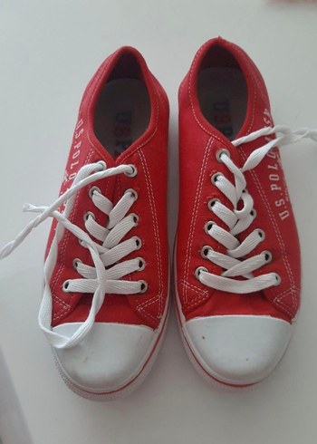 U.S Polo Assn. Kirmizi Beyaz Detayli Dusuk Bilek Sneaker