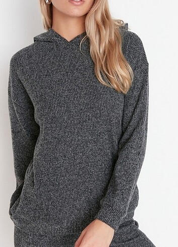 Kapşonlu örme sweatshirt 