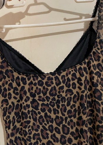 Dantel Detaylı Leopar Desenli Midi Elbise - Görsel 5